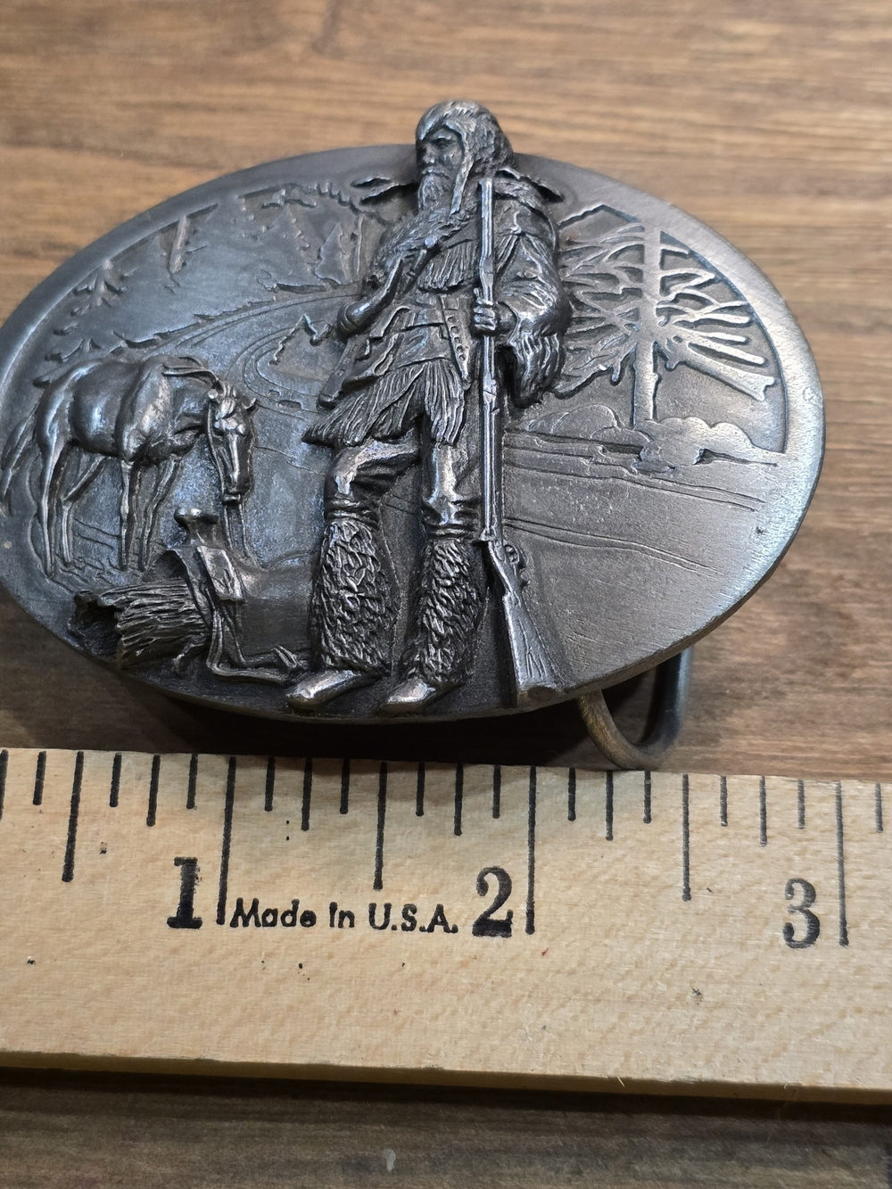 1986 Siskiyou Buckle Co. "The Great Mountain Men" Pewter Belt Buckle